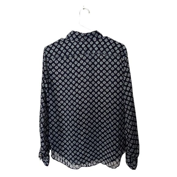 Lauren Ralph Lauren Long Sleeve Polyblend Talsha Tie-Neck Blouse Multicolor Sz L - Picture 5 of 10